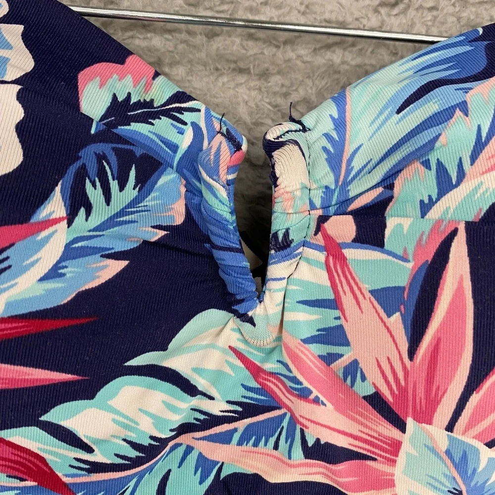 Tommy‎ Bahama Swimsuit Womens 8 One Piece Floral Strapless Bandeau Tropical Blue